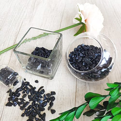 ZHIYUXI Obsidian Crystal Crystal Chips Fish Tank Gravel Vase Filler Stones Crushed Crystals Gemstone Polished Healing Crystals Natural Quartz Stone 0.44lbs - color: E# Obsidian, size: 0.44 Pound