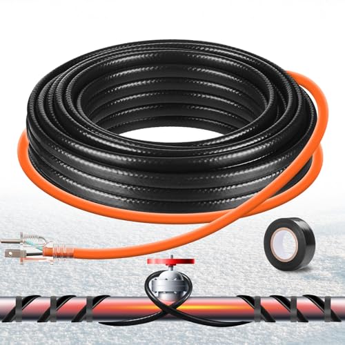 3FT-160FT Heat Tape for Water Pipes,Heating Cable for Pipe (15FT) | Freeze Protection,Water Pipe Insulation/Roof Snow De-Icing,Deicing Heating Cable - style: 15FT