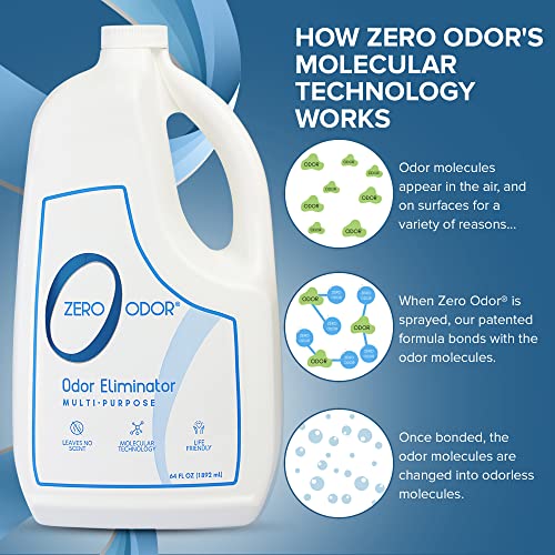 Zero Odor - Multi-Purpose Strong Odor Eliminator for Home, Office, Car, Bathroom, Hotel, Room Deodorizer, and Odor Neutralizer, 64oz Refill - size: 64 Fl Oz (Pack of 1)