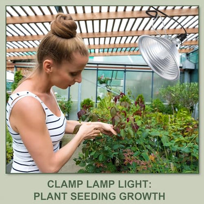 Macarrie 6 Pcs Adjustable Clamp Lamp Light with Aluminum Reflector Up to 150 Watt (No Bulb Included) E26 Socket SPT-2 18awg 6FT Cord (8.5 Inch) - size: 8.5 Inch