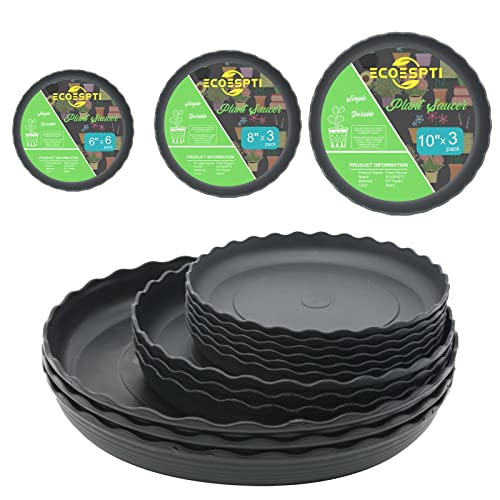 12Pcs Plant Saucer, 6 8 10 Inch Durable Plastic Plant Tray, Black Round Plant Pot Saucers, Drip Tray for Indoor and Outdoor Garden - color: Black (6" 8" 10")
