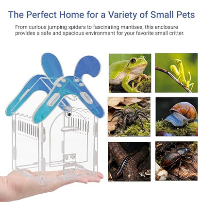 Acrylic Jumping Spider Enclosure with Magnetic Lock, 3mm Clear Terrarium for Tarantula, Mantis, Scorpion | Escape-Proof, No Tool Assembly