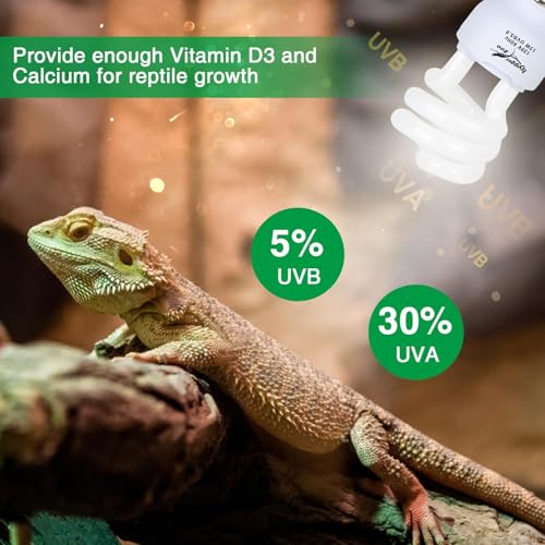 UVB Bulb 5.0 UVA UVB Reptile Light Bulb, 13W UVB Light for Reptiles UVB Lamp for Turtle Frog Snake Chameleon Ball Python Iguana Tank - size: 5.0-5.3 Inch