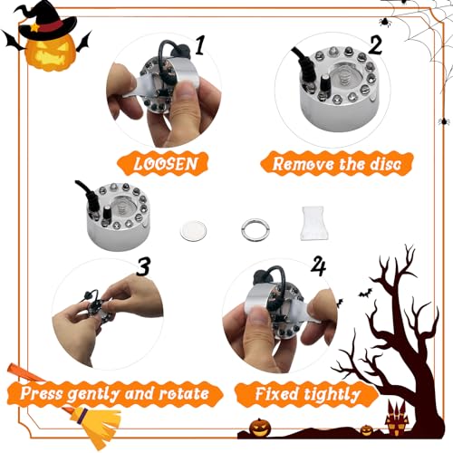 Halloween Mist Maker, Halloween LED Ultrasonic Mister Fogger with Light Witch Cauldron Diffuser Fog Machine Atomizer Bowl Terrarium High Output Humidifier Water Vaporizer with Splash Guard Float Disc