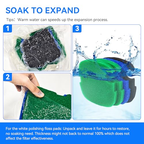 HW-303B Canister Filter Pads Compatible with SUNSUN HW-303B/703B, CF Series Canister Filter Replacement Parts for Aquatop Canister Filter Canister Filter Media for Aquarium Fish Tansk Turtle Tank