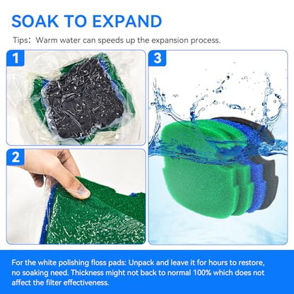 HW-303B Canister Filter Pads Compatible with SUNSUN HW-303B/703B, CF Series Canister Filter Replacement Parts for Aquatop Canister Filter Canister Filter Media for Aquarium Fish Tansk Turtle Tank