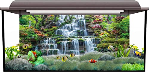 60x24 inches Waterfall Aquarium Backdrop Plants Reptile Habitat Background | AWERT Forest Park Green Tropical Plants Fish Tank Background Vinyl - size: 60x24in/150x60cm