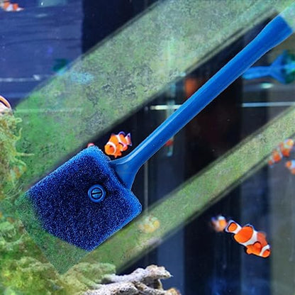 SunGrow Aquarium, Crested Gecko, Hermit Crab Sponge Scraper Cleaner, 16” x 2”, Double-Sided Blue Sponge, Freshwater & Saltwater Fish Tank Maintenance, for Glass Surfaces Only