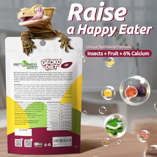 Gecko Food, Fruit Mix Fig and Insects Gecko Diet 2 oz