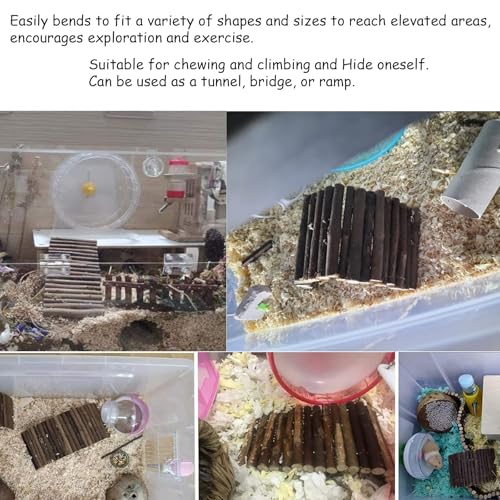 kathson 2 PCS Hamster Wooden Bridge Toys,11.02" L x 6.09" W Large Climbing Toy,Rat Ladder,Small Animal Chew Toys,Wood Hideout Tunnel for Chinchillas Guinea Pig Gerbils Ferret Syrian Hamster Squirrel - color: 2pcs