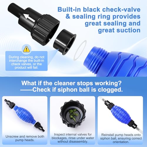 fishkeeper Siphon Ball Pump Head Replacement, Small | 80 GPH High-Pressure Easy Siphon Vacuum Pump, Compatible with FK018 and Most Manual Aquarium Gravel Cleaners Water Changer - size: Siphon Ball(Small)