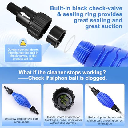 fishkeeper Siphon Ball Pump Head Replacement, Large | 256 GPH High-Pressure Easy Siphon Vacuum Pump, Compatible with FK018 and Most Manual Aquarium Gravel Cleaners Water Changer - size: Siphon Ball (Large)