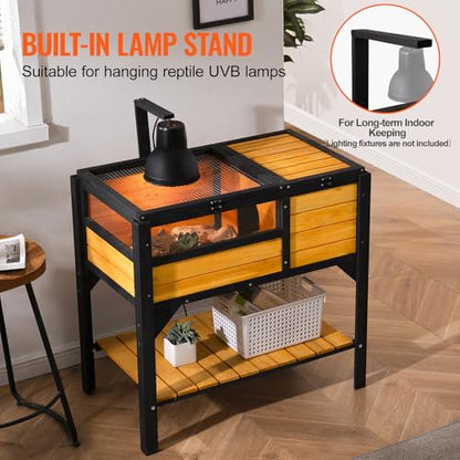 VEVOR Tortoise Habitat, Cedar Wooden Tortoise House Indoor & Outdoor, Tortoise Enclosure with Light Stand, Reptile Enclosure Small Animal Cage with Stand Legs for Gecko, Lizard, Snake - style: C With Legs