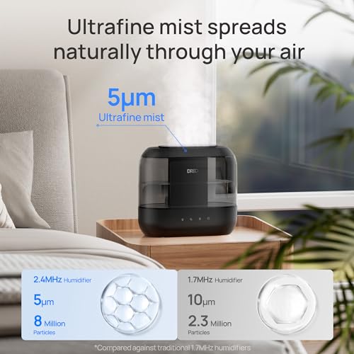 DREO 4L Humidifiers for Bedroom, 36H Runtime, 28 dB Quiet, HM311, Black | Easy to Refill & Clean, BPA-Free, Nightlight, Supersized Air Humidifiers for Large Room, Baby Nurseries, Plants, Indoor | Easy to Refill & Clean, BPA-Free, Nightlight, Supersized Ai