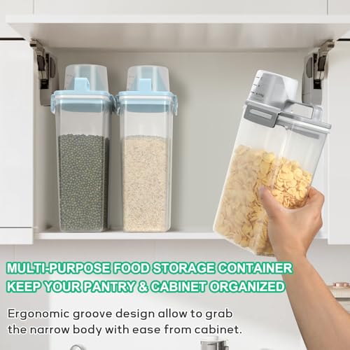 TBMax Rice Storage Container 2 Pack, Plastic Kitchen Pantry Food Storage Container with Cup, Small Pet Dog Cat Food Container Dispenser-Grey - color: Grey & Grey
