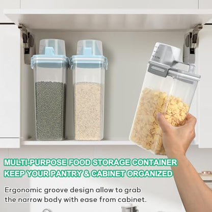TBMax Rice Storage Container 2 Pack, Plastic Kitchen Pantry Food Storage Container with Cup, Small Pet Dog Cat Food Container Dispenser-Grey - color: Grey & Grey