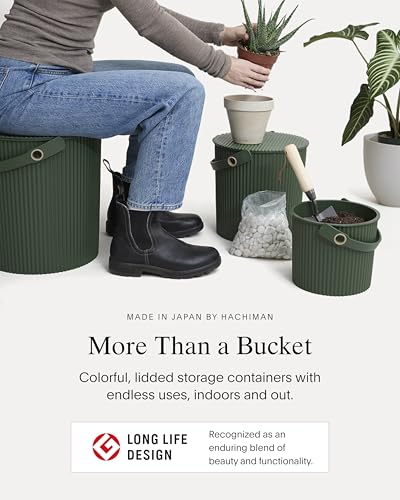 Hachiman Micro Bucket | Hands-Free Filling, Easy to Stack and Store, Indoor Outdoor Use - color: Navy, size: Micro