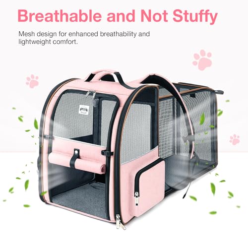 Large Cat Backpack Carrier Expandable Foldable Pet Carrier Backpack for Small Dogs Puppy Medium Cats Fit Up to 18 Lbs for Travel, Hiking,Pink - color: Pink