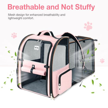 Large Cat Backpack Carrier Expandable Foldable Pet Carrier Backpack for Small Dogs Puppy Medium Cats Fit Up to 18 Lbs for Travel, Hiking,Pink - color: Pink