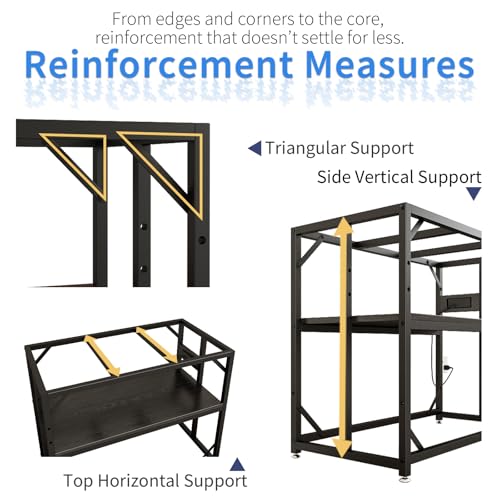 METYERRY 40 Gallon Fish Tank Stand with Power Outlet,Adjustable Shelf | 660 LBS Heavy Duty Metal Frame, Fits Fish Tanks Reptile Tanks and Turtle Tanks, Water Resistant Board, Home Aquarium Setup - color: Black, size: 40 Gallon