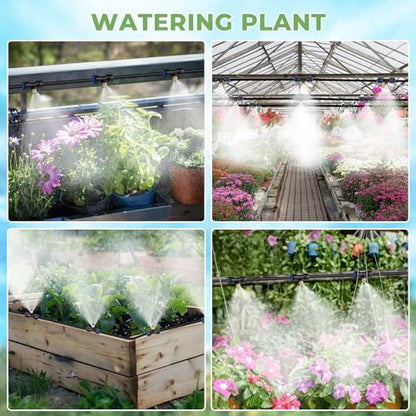 HIRALIY DIY Misters for Outside Patio, 32.8FT (10M) Misting Hose, 10 Brass Mist Nozzles, 2 Plugs, Water Misters for Backyard, Porch, Patio Cooling, Garden Watering and Chicken Coop