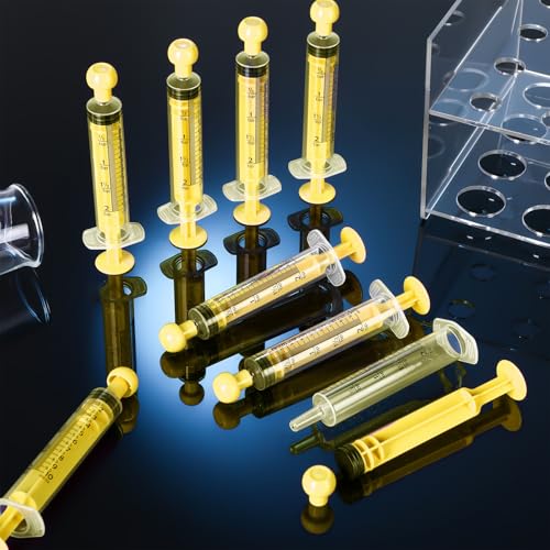 TrelaCo 20 Pack 10ml Oral Syringes with Cap for Liquid Plastic Syringe Without Needle Measuring Dispensing Tools Individually Sealed for Pets Feeding Lab Sample Injection(Yellow) - size: Yellow