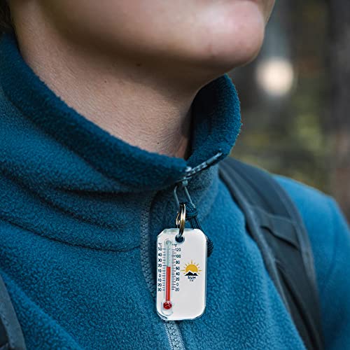 Sun Company Zip-o-gage - Zipper Pull Thermometer for Jacket, Parka, or Backpack | Mini Outdoor Keychain Thermometer - color: White