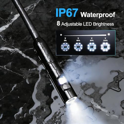 Endoscope Camera with Light 1920P HD Dual-Lens Borescope with 8 LED Lights, IP67 Waterproof Snake Sewer Tools 4.3" Inspection Camera,16.4ft Semi-Rigid Drain Endoscope (16.4FT Dual Lens-Blue) - size: 16.4FT Dual Lens-Blue