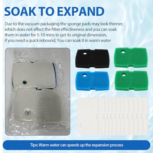 Replacement Canister Filter Pads Compatible with PennPlax Cascade 1200/1500 CCF4UL/CCF5UL Generic Floss Aquarium Sponge Media, Replacement Canisters Filters Sponges for Aquariums Fish Tank Turtle Tank