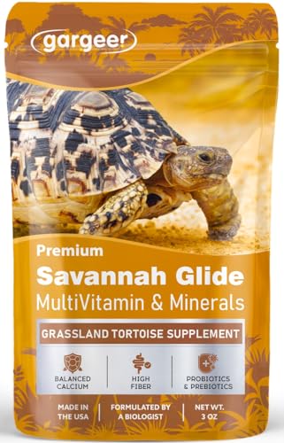 Gargeer 3oz Grassland Tortoise Multivitamins & Minerals Powder. Made in USA | High-fiber multivitamin & mineral topper! Timothy hay powder, probiotics & calcium support grassland tortoise digestion