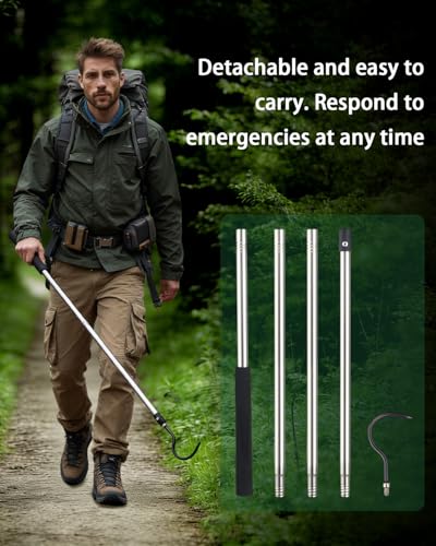 Snake Hooks, Heavy Duty Snake Hook Reptile Catcher Stick Pole 35-65" Stainless Steel Rubber tip Sponge Handshake Suitable for the Rattlesnakes, Ball Pythons, and King Cobras (35-65")