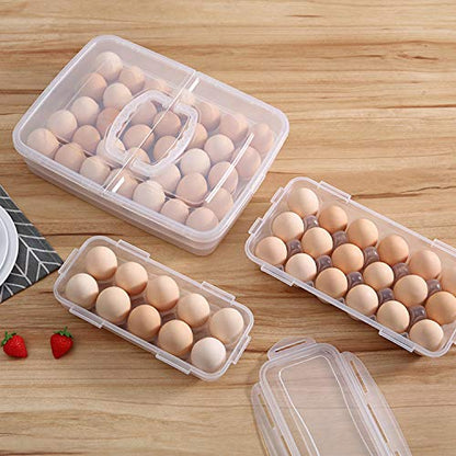 XBY-US 2 Pack Covered Egg Holders For Refrigerator, Plastic Storage Container/ Deviled Egg Tray Carrier with Lid Fits 18X2 Eggs(36 Eggs) - style: A-18 Egg-2 Pack
