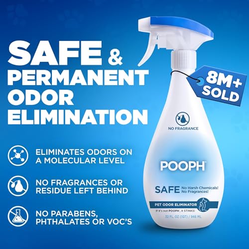 POOPH Pet Odor Eliminator Spray, 32 oz | Unscented pet odor eliminator spray for home surfaces, upholstery, furniture, and vehicles - size: 32 Fl Oz (Pack of 1)