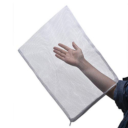 Aquarium Mesh Bags Large Filter Media Bags, 17.8" by 13.5", 4pcs | Plastic Zipper, White Net Bags, For Bio Balls & Ammonia Remover