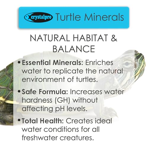 Crystalpro Turtle Minerals 4.22 Oz - Helps Grow a Better Shell and Improves General Health - Mineral Additive for Turtles- Aquarium Salt for Freshwater Tanks - Calcium for Turtle