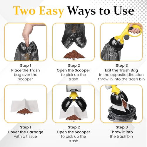 Dog Pooper Scooper for Small & Medium Dogs, 10” x 5” Lightweight Poop Scooper with Ergonomic Comfort Grip, Non-Stick Surface, Portable & Easy to Clean - color: Yellow