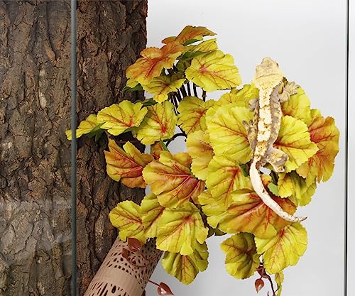 2Pack Yellow Reptile Plants Fake Heuchera Terrarium Hanging Suction | Tank Decor Fits Gecko Lizard Snake Amphibian Habitat - color: F-fake Heuchera Micrantha Yellow