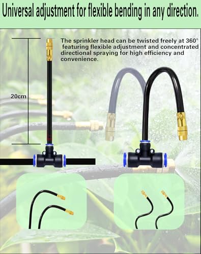 Drip Irrigation System,Automatic Garden Watering System, 360 Degree Adjustable Garden Sprinkler, High Output Mist Spray Nozzle for Potted Plants, Easy Connect & Rotating Head, Customizable Water Flow - size: 50 FT