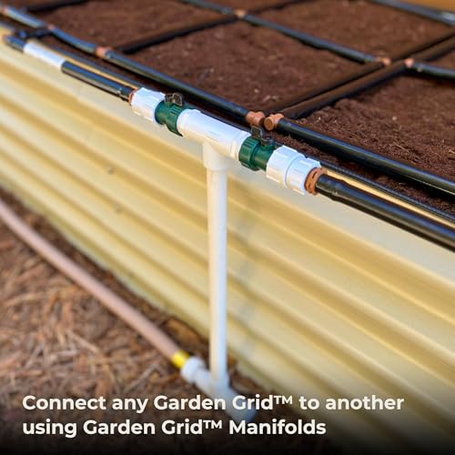 Garden Grid Manifold - 12" Tall, Double Style | Link All of Your Garden Grids So They Water Together | Ideal for Side-By-Side Garden Grid Connections - size: 12", style: Double