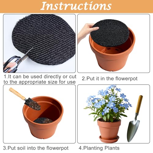 6Pcs 9inch Round Pot Mesh Drainage Discs Double Layer Plant Pot Hole Insert Pads Cutable Bonsai Pot Bottom Grid Mat Mesh Reusable for Indoor Outdoor Potted Plant Prevent Soil Loss Keep Roots Healthy - size: 9inch-6Pcs