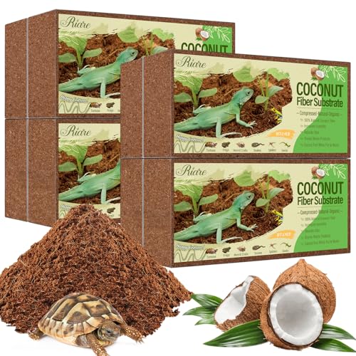 Riare 8 Pack Natural Coconut Fiber Substrate, Coco Coir Reptile Substrate | Coconut Husk Reptile Bedding for Tortoises, Snakes, Geckos, Bearded Dragons & Hermit Crabs, Enclosures & Terrarium Setups - color: 8 pack