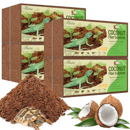 Riare 8 Pack Natural Coconut Fiber Substrate, Coco Coir Reptile Substrate | Coconut Husk Reptile Bedding for Tortoises, Snakes, Geckos, Bearded Dragons & Hermit Crabs, Enclosures & Terrarium Setups - color: 8 pack