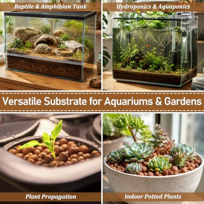 Riare 4LBS Expanded Clay Balls Terrarium Substrate for Reptiles - 100% Organic Lightweight Clay Pebbles Substrate Frogs False Bottom Substrate, Bioactive Terrarium Substrate for Drainage and Moisture - color: 4LB