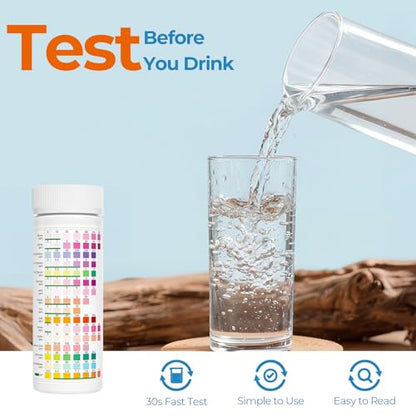 TESPERT Drinking Water Test Strips 125ct, Lead Home Tap Well Water Test Kit | 30s Quick Screening 16 in 1 Water Tester for Hardness, Lead, pH, Iron, Copper, Chlorine, Nitrite, Carbonate, Alkalinity