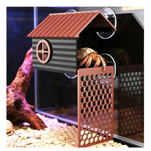 Hermit Crab Accessories | Hermit Crab Climbing Toys with Climbing Wall | Multi-Functional Hermit Crab Hideaway & Foraging Cave with Ladder | Hermit Crab Cage Decorations