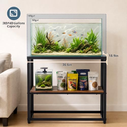 40 Gallon Fish Tank Stand For Aquarium Stand Metal Fish Tank Stand,Brown | Powder Metal Fish Tank Stand 36.6"x18.5"x30"Dual-Layer Design Terrarium Stand Ideal for Home and Office & Small Pet Shop - color: Brown, size: 40 Gallon