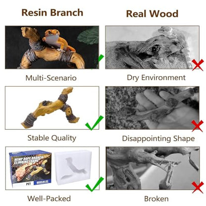 Tfwadmx Snake Climbing Branch,Resin Reptile Enclosure Decor | Ball Python Wood Branches, Gecko Tank Accessories for Lizards,Bearded Dragon Tarantulas, Hermit Crab, Frogs - size: 7.3x6.1x4.7IN | Rack Branch