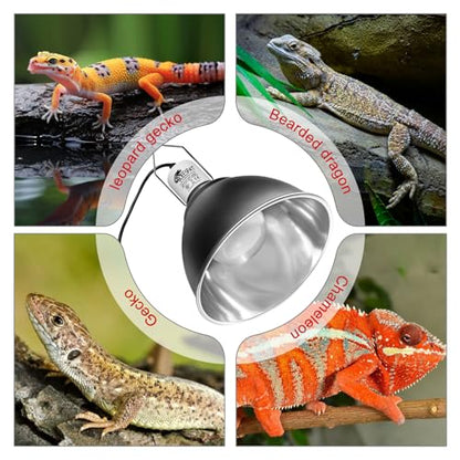 Large Caliber Reptile Lamp Cover Dome Supports Up to 250W, Diameter 7.0 Inch Heat Lamp/Light Fixture Dome Fit for E26 UVA/UVB Basking Bulbs, Perfectly Fit 250 watts Ceramic Heat Lamp - style: Cone Dome (Max 250W)