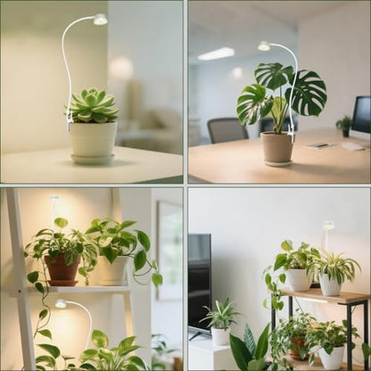 Shyineyou Small Grow Lights for Indoor Plants Full Spectrum,Plant Lights for Indoor Growing, Clip on Plant Grow Light with 3/9/12H Timer for Succulents,Small Plants, 2-Pack - size: 2P