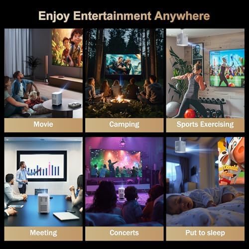 [Electric Focus] Projector with WiFi and Bluetooth, Native 1080P 15,000 Lumens 4K Supported, Agreago Outdoor Movie Projector for Home Theater UP to 300", for iOS/Android/TV Stick/HDMI/USB (Gray)